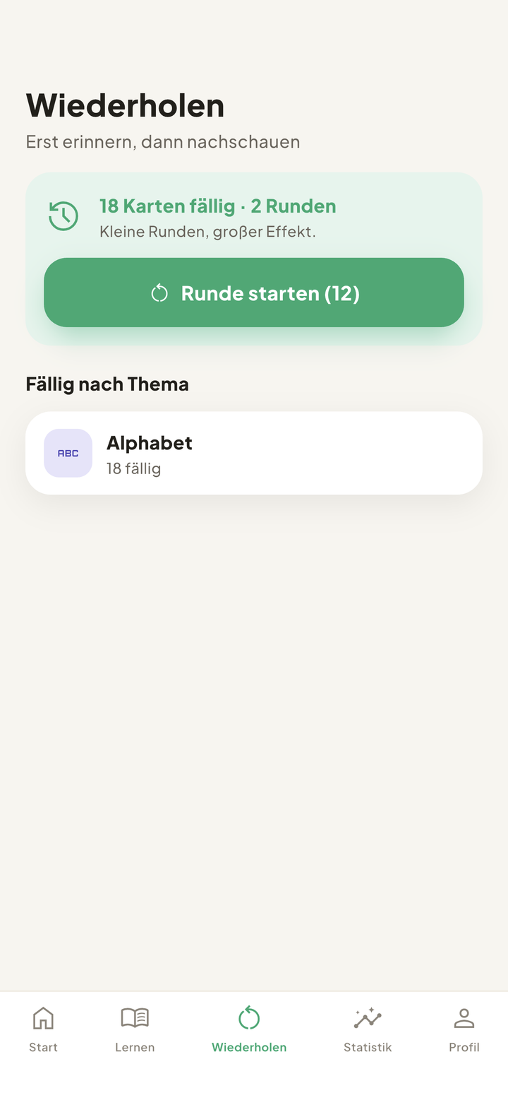 Wiederholen fälliger Karten